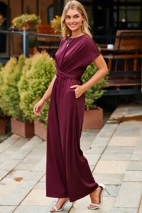 Modern Cap Sleeve Knot Waist Shift Jumpsuit
