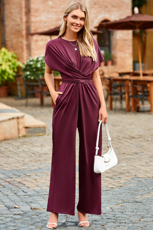 Modern Cap Sleeve Knot Waist Shift Jumpsuit