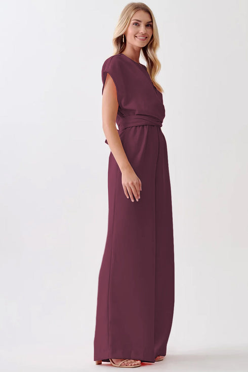 Modern Cap Sleeve Knot Waist Shift Jumpsuit