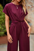 Modern Cap Sleeve Knot Waist Shift Jumpsuit
