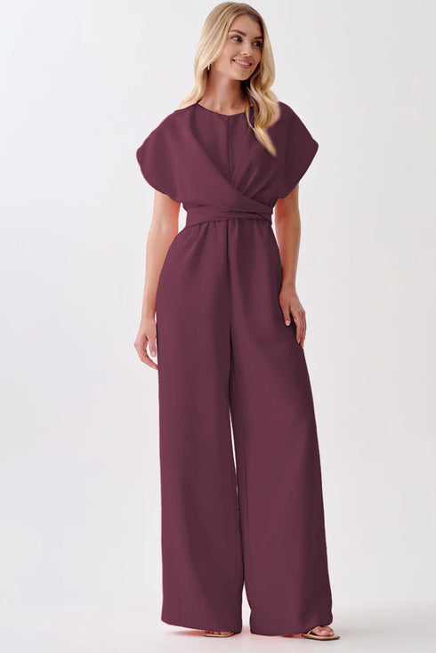 Modern Cap Sleeve Knot Waist Shift Jumpsuit