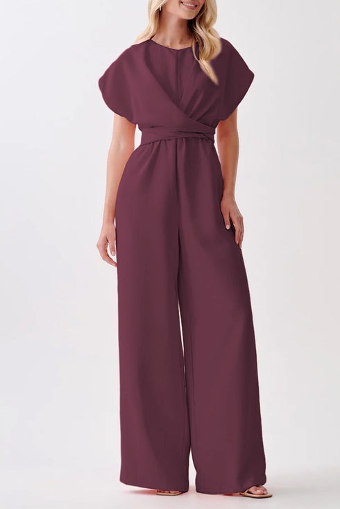 Modern Cap Sleeve Knot Waist Shift Jumpsuit