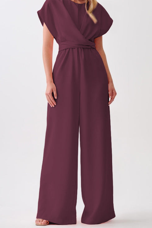 Modern Cap Sleeve Knot Waist Shift Jumpsuit