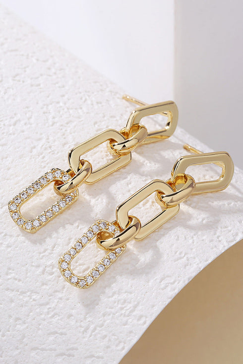 Modern Chain Link Rhinestone Plated Stud Earrings