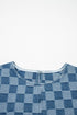 Modern Checkered Frayed Hem Denim Mini Dress