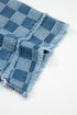 Modern Checkered Frayed Hem Denim Mini Dress