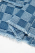 Modern Checkered Frayed Hem Denim Mini Dress