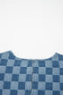 Modern Checkered Frayed Hem Denim Mini Dress