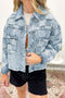 Modern Checkered Pattern Patchwork Denim Jacket