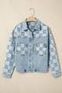 Modern Checkered Pattern Patchwork Denim Jacket