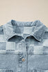 Modern Checkered Pattern Patchwork Denim Jacket