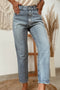 Modern Classic Slightly Distressed Straight Ankle Denim Jeans