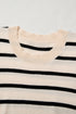 Modern Classic Striped Round Neck Puffed Sleeve Knit Top