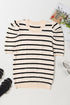 Modern Classic Striped Round Neck Puffed Sleeve Knit Top