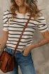 Modern Classic Striped Round Neck Puffed Sleeve Knit Top
