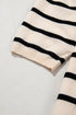 Modern Classic Striped Round Neck Puffed Sleeve Knit Top
