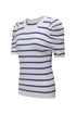 Modern Classic Striped Round Neck Puffed Sleeve Knit Top
