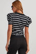 Modern Classic Striped Round Neck Puffed Sleeve Knit Top