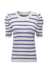 Modern Classic Striped Round Neck Puffed Sleeve Knit Top