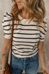 Modern Classic Striped Round Neck Puffed Sleeve Knit Top