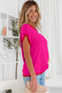 Modern Contrast Trim Short Sleeve Knit Top