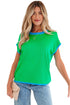 Modern Contrast Trim Short Sleeve Knit Top
