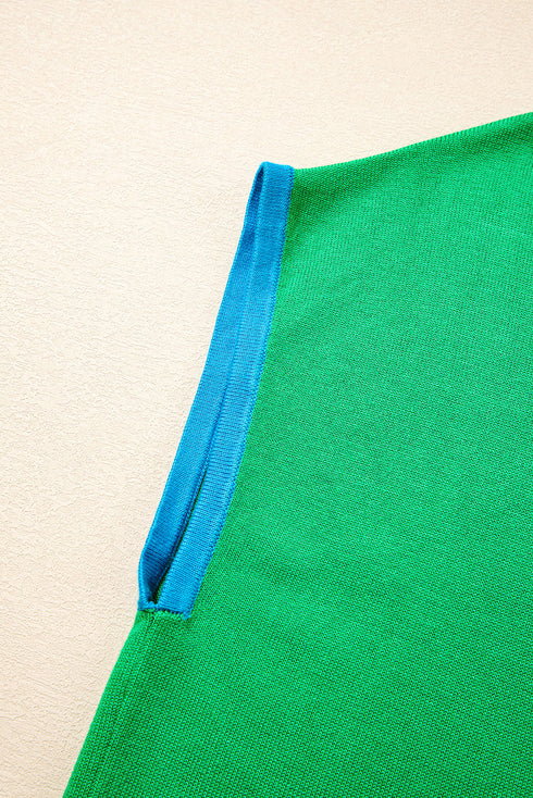 Modern Contrast Trim Short Sleeve Knit Top