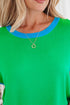 Modern Contrast Trim Short Sleeve Knit Top