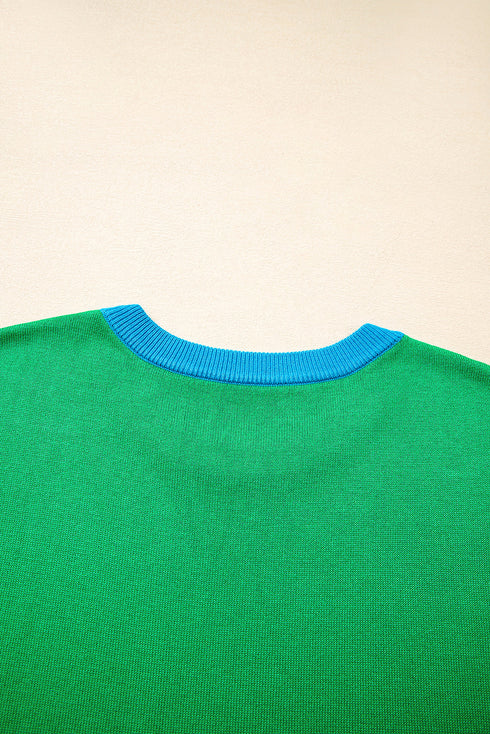 Modern Contrast Trim Short Sleeve Knit Top