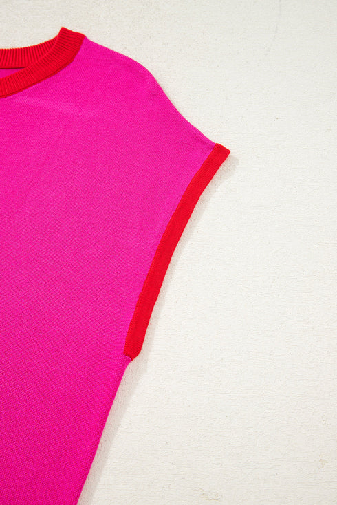Modern Contrast Trim Short Sleeve Knit Top