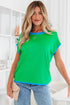 Modern Contrast Trim Short Sleeve Knit Top