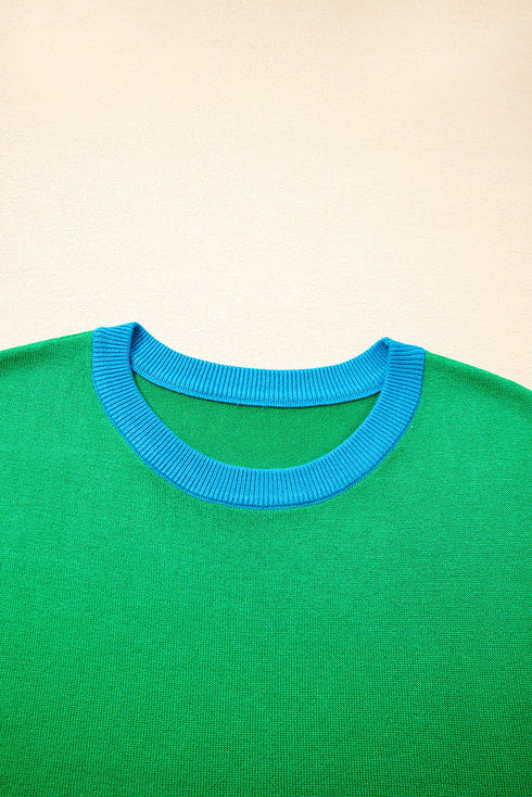 Modern Contrast Trim Short Sleeve Knit Top