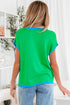 Modern Contrast Trim Short Sleeve Knit Top