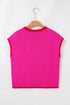 Modern Contrast Trim Short Sleeve Knit Top