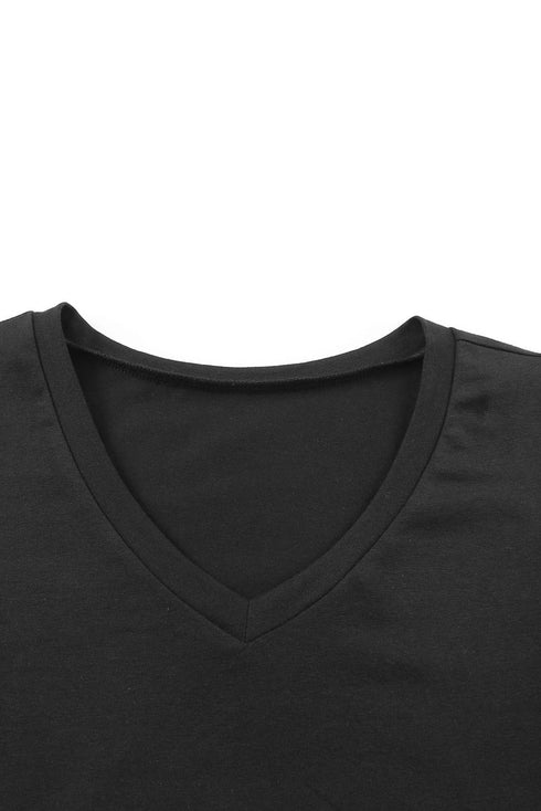 Modern Cotton Blend Puff Sleeve V Neck Shirt