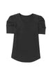 Modern Cotton Blend Puff Sleeve V Neck Shirt