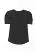 Modern Cotton Blend Puff Sleeve V Neck Shirt