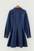 Modern Denim Long Sleeve Flared Shirt Collar Mini Dress