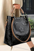 Modern Embossed Floral Faux Leather Top Handle Shoulder Bag