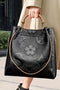Modern Embossed Floral Faux Leather Top Handle Shoulder Bag