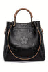Modern Embossed Floral Faux Leather Top Handle Shoulder Bag