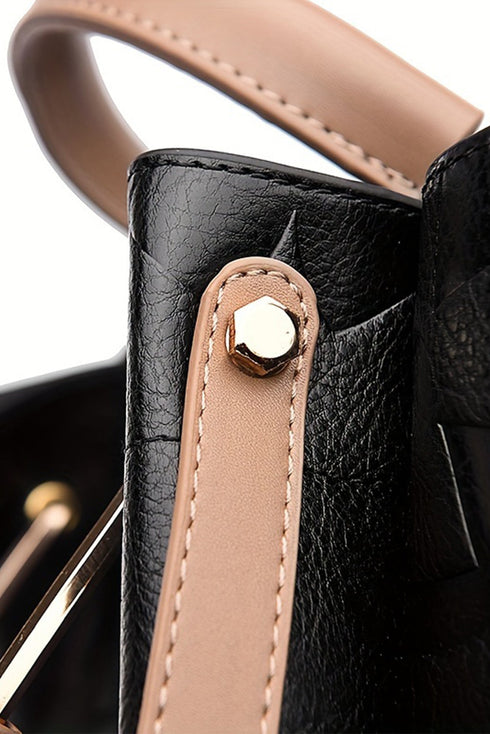 Modern Embossed Floral Faux Leather Top Handle Shoulder Bag