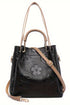 Modern Embossed Floral Faux Leather Top Handle Shoulder Bag