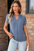 Modern Exclusive Silky Notched Neckline Petal Sleeve Blouse