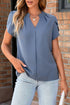 Modern Exclusive Silky Notched Neckline Petal Sleeve Blouse