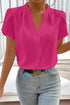 Modern Exclusive Silky Notched Neckline Petal Sleeve Blouse