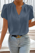 Modern Exclusive Silky Notched Neckline Petal Sleeve Blouse