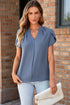 Modern Exclusive Silky Notched Neckline Petal Sleeve Blouse