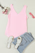 Modern Eyelet Knit Patterned Loose V Neck Tank Top