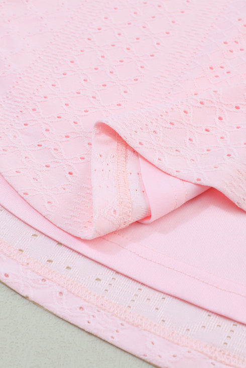 Modern Eyelet Knit Patterned Loose V Neck Tank Top